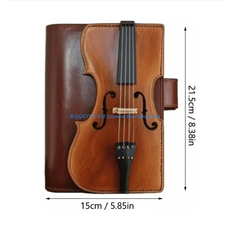 バイオリンレザーノートパッド文房具ノートブックジャーナルノートパッドシンプルノートブック