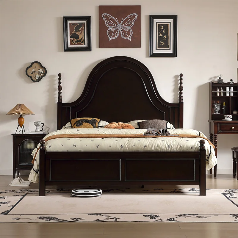 Solid wood master bedroom 1.8 meters high-end bedroom double family wedding bed