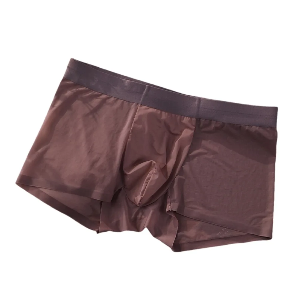 

Дышащие однотонные мужские трусы-боксеры, быстросохнущие боксеры из ледяного шелка, ультратонкое нижнее белье для мужчин, повседневное