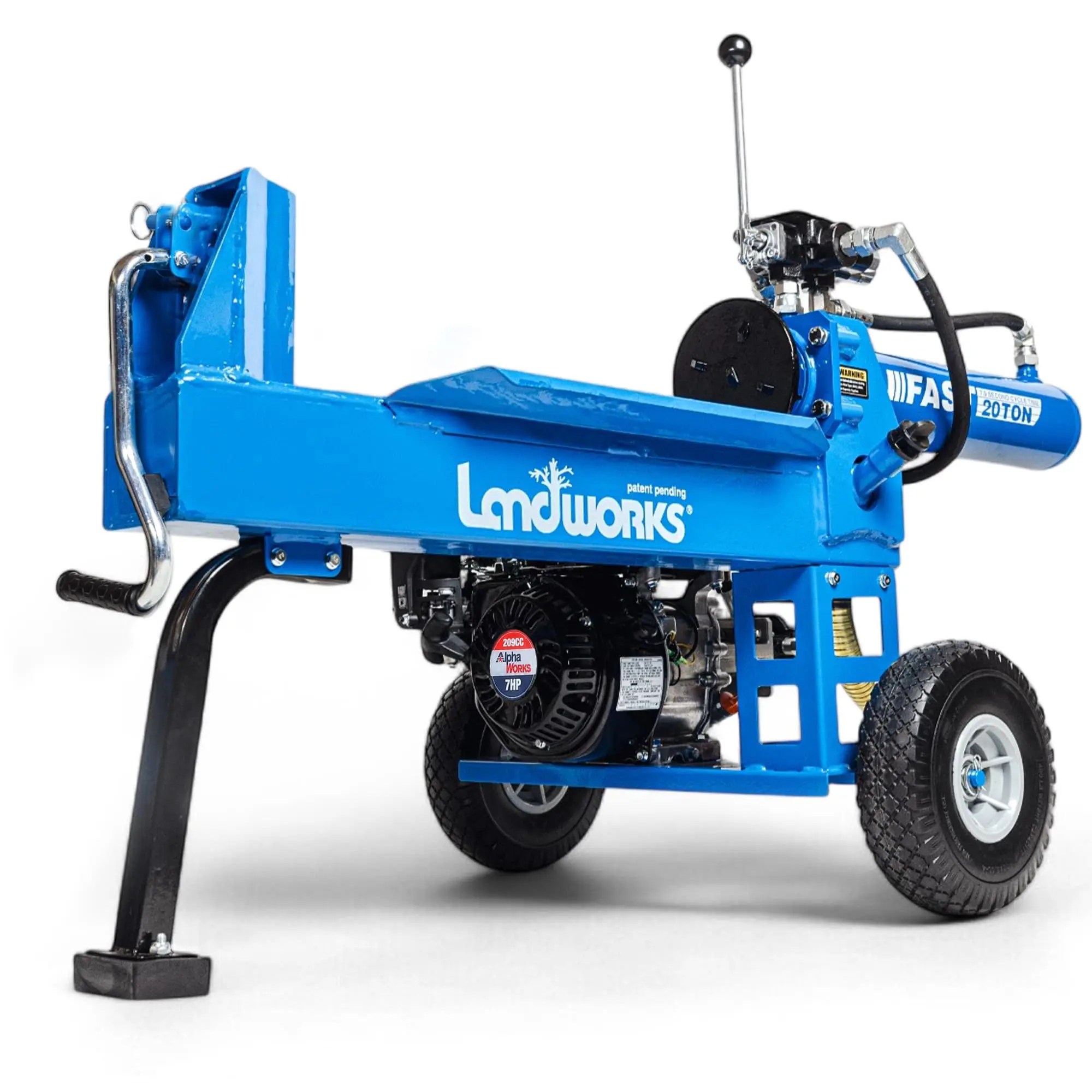 Landworks Portable 20-Ton Gas Log Splitter, 7 HP, Rapid Auto Return