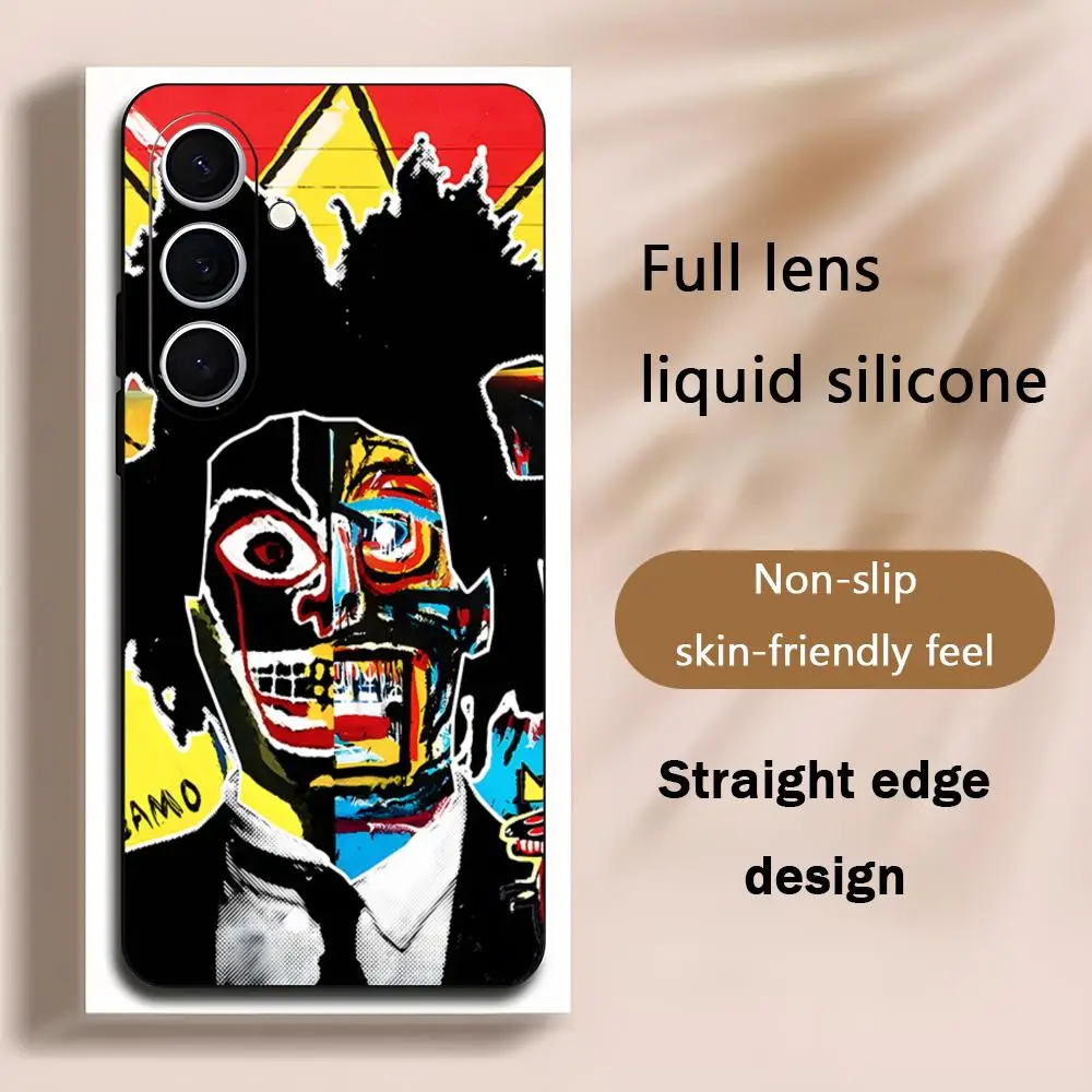 Graffiti Asquiats Art Popular Phone Case For Samsung Galaxy S25 S24 S23 S22 S21 S20 Plus Ultra Note20 Soft Black