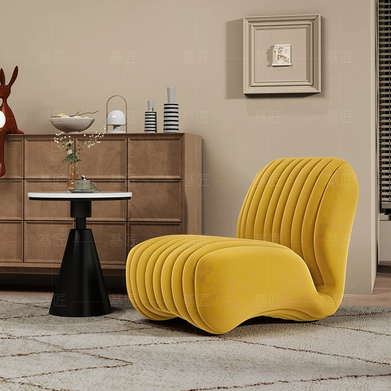 أريكة فردية كاجوال على طراز Wabi-Sabi للفندق والإقامة المنزلية وغرفة المعيشة والشرفة ومنطقة الراحة