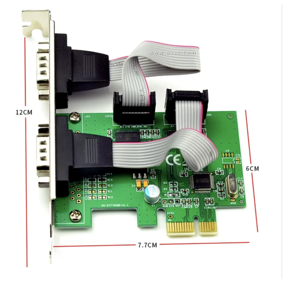 E1-PCE382-2S PCI-E to RS232 serial port expansion card with 2 ports and 9 pins