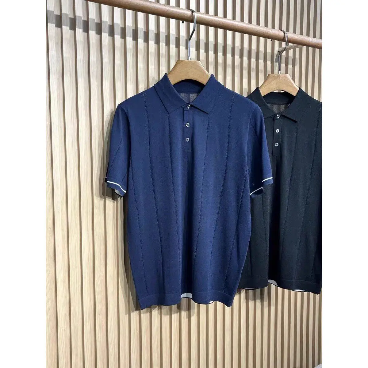 Italian BC old money style casual knitted polo shirt light luxury simple discount lapel short sleeve T-shirt knitted sweater