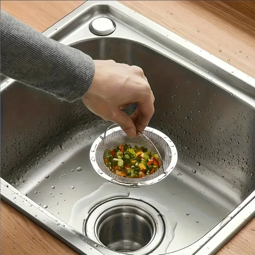 2 Pcs Stainless Steel Kitchen Sink Drain Strainer, Anti-Clogging Food Catcher Filter for Kitchen Sink, Easy to Clean
