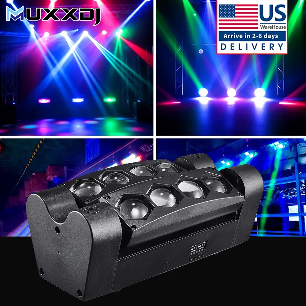 

MUXXDJ 8x3W управление звуком восемь глаз паук свет светодиодный профессиональный сценический светильник вращающийся атмосферный свет