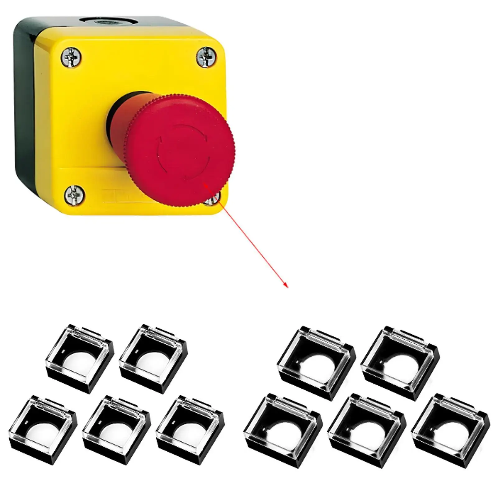 

5x кнопочная крышка для переключателя 16 мм, практичная универсальная защита, устройство блокировки для архитектурной машины, сделанная для дома