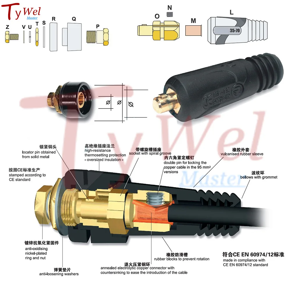 Imagem -03 - Conector Rápido do Cabo da Máquina de Solda Fêmea e Macho Mãe e Pai Soquete Conexão Rápida para Soldador Dkj1025 Dkj3550