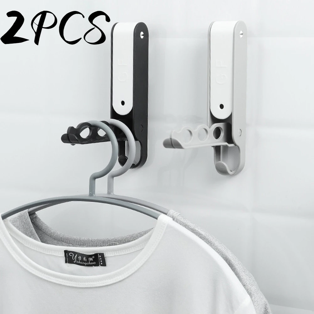 2PCS No trace stick plastic hangers hook wall hanging clothes storage rack wall multi-function folding stick hanging