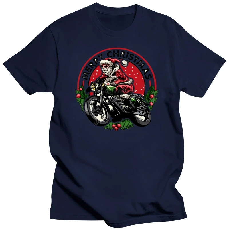 High Quality Popular T Shirts Santa Motorcycle Geek Tshirts Cool Fashion Newest T Shirts Merry Christmas Best Gift T-Shirts Man