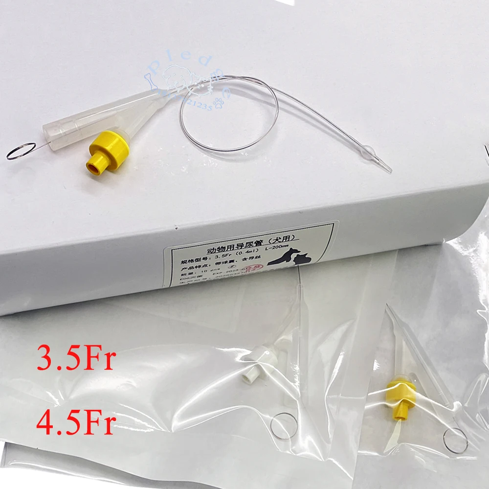 Nuevo catéter Foley de doble lúmenes de silicona felina para mascotas 3.5FR/4,5FR para gatos-Drenaje urinario a largo plazo y cateterización de invasamiento