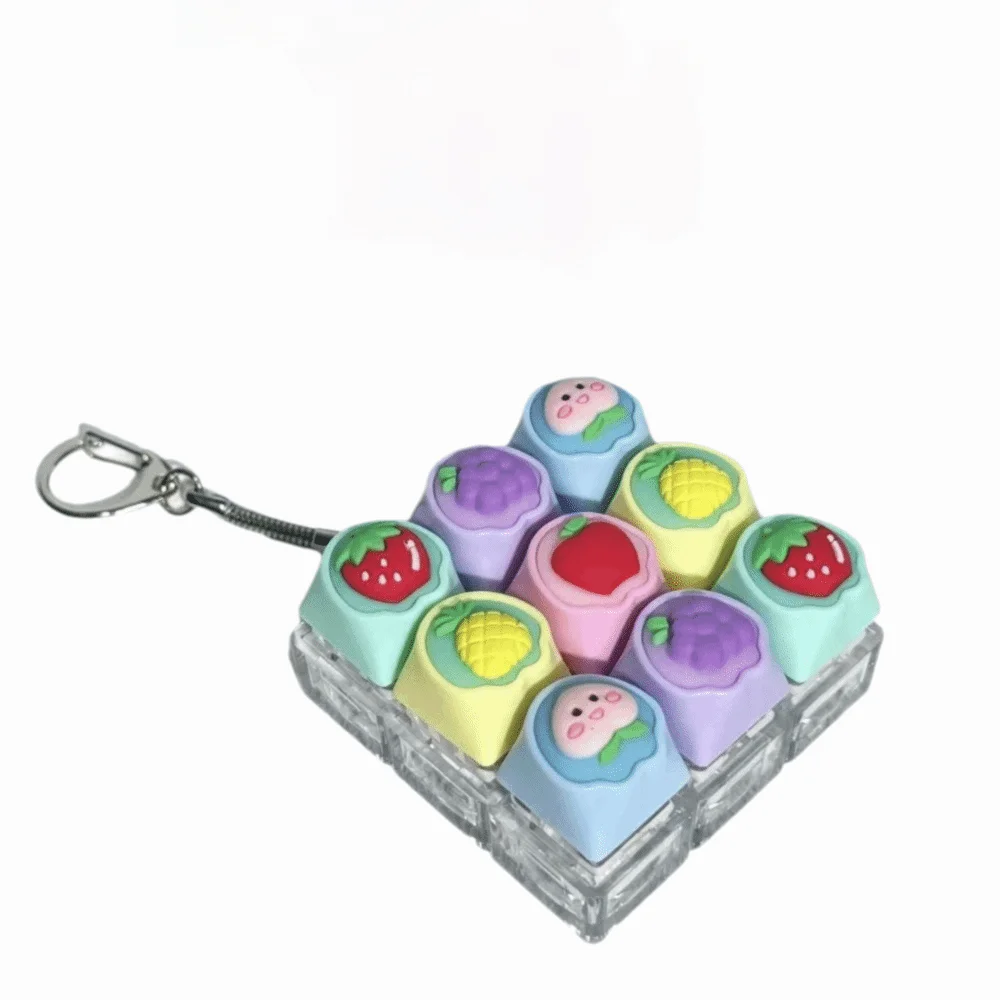 Fun Gift 9-Button Design Fidget Keychain Soft Silicone Crisp Sound Keyboard Fidget Kawaii Cute Clicker Fidget Office Use