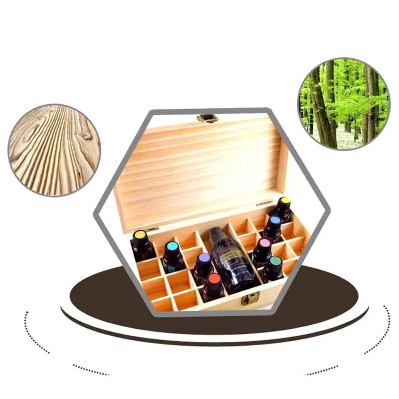 Essential Oil Case 24 Bottles 5ML10ML 15ML Perfume Oil Essential Oil Box Wooden Portable Carrying Holder Nail Polish Storage