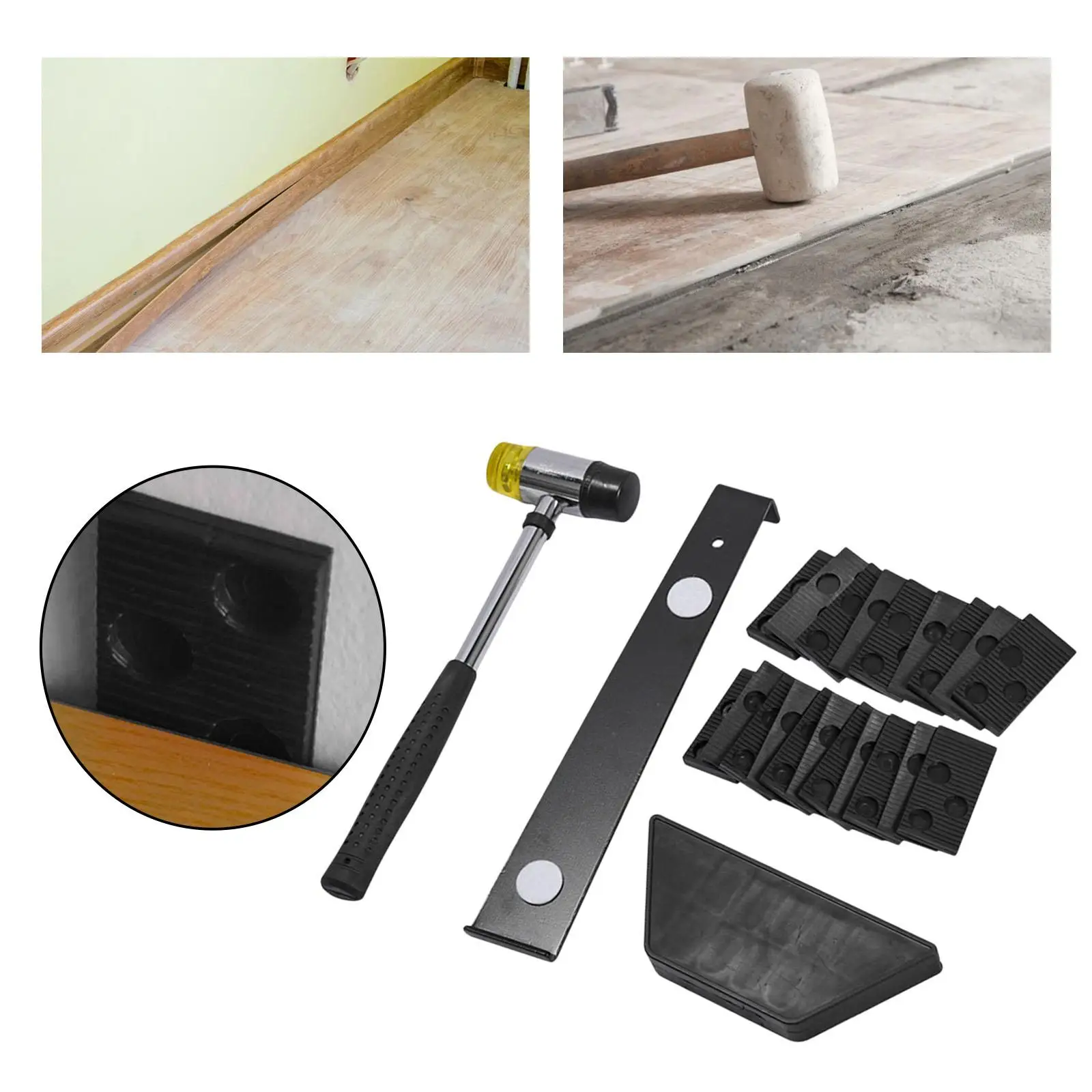 Vinyl Plank Flooring Install Tool Set with Pull Bar Tapping Block Spacers and Rubber Mallet for DIY