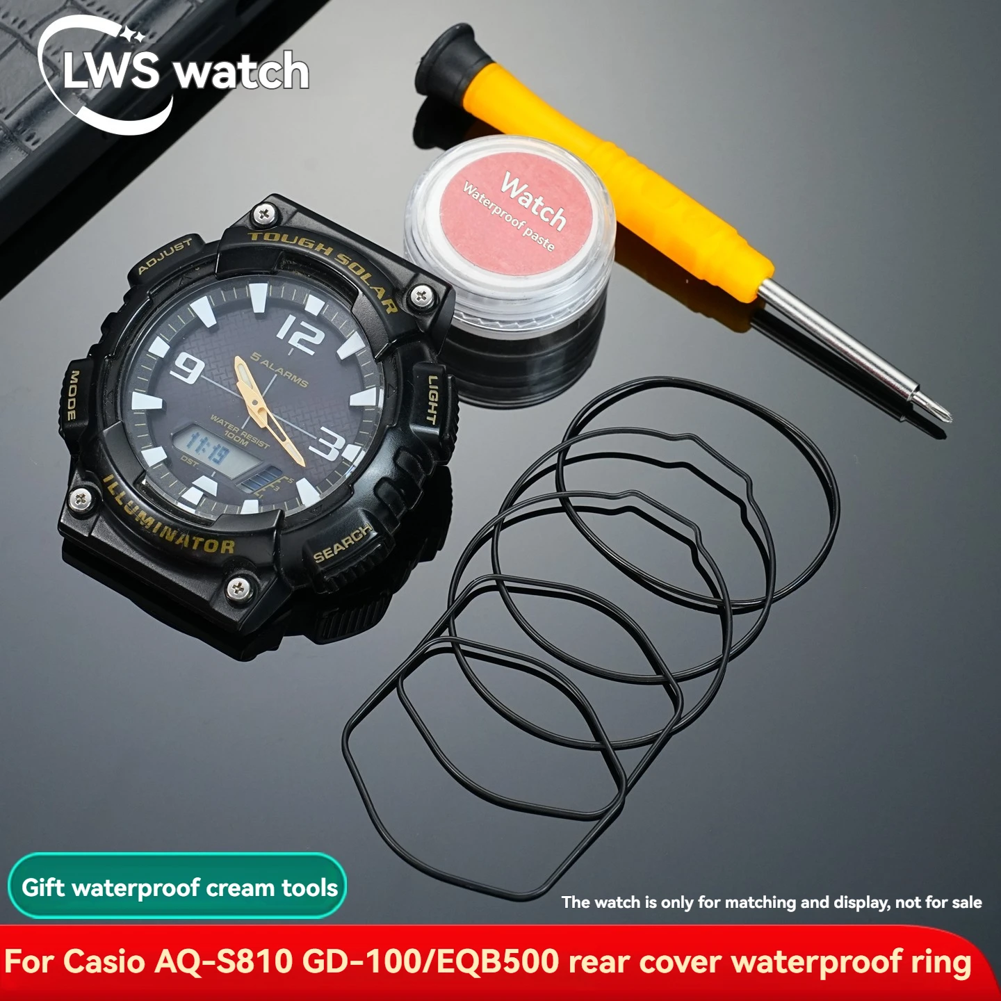 Watch Back Cover Waterproof Ring for Casio AQ-S810 GBD-800 GM-S100 GMA-S110 Watch Back Bottom Cover  Sealing Ring with Tools