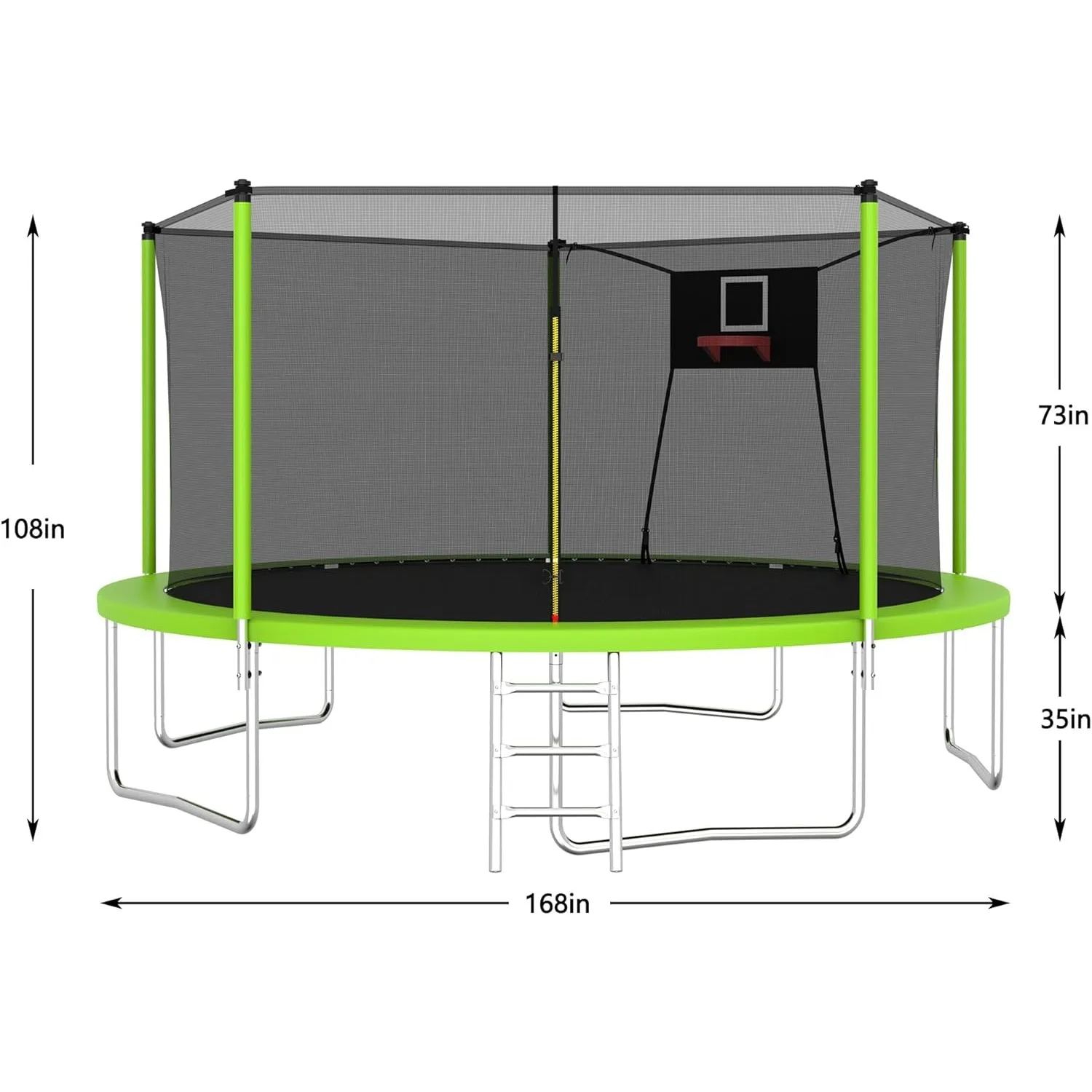 1000 LBS 14FT Outdoor Trampoline with Basketball Hoop & Safety Enclosure Net - ASTM Approved, Heavy-Duty Recreational Trampoline
