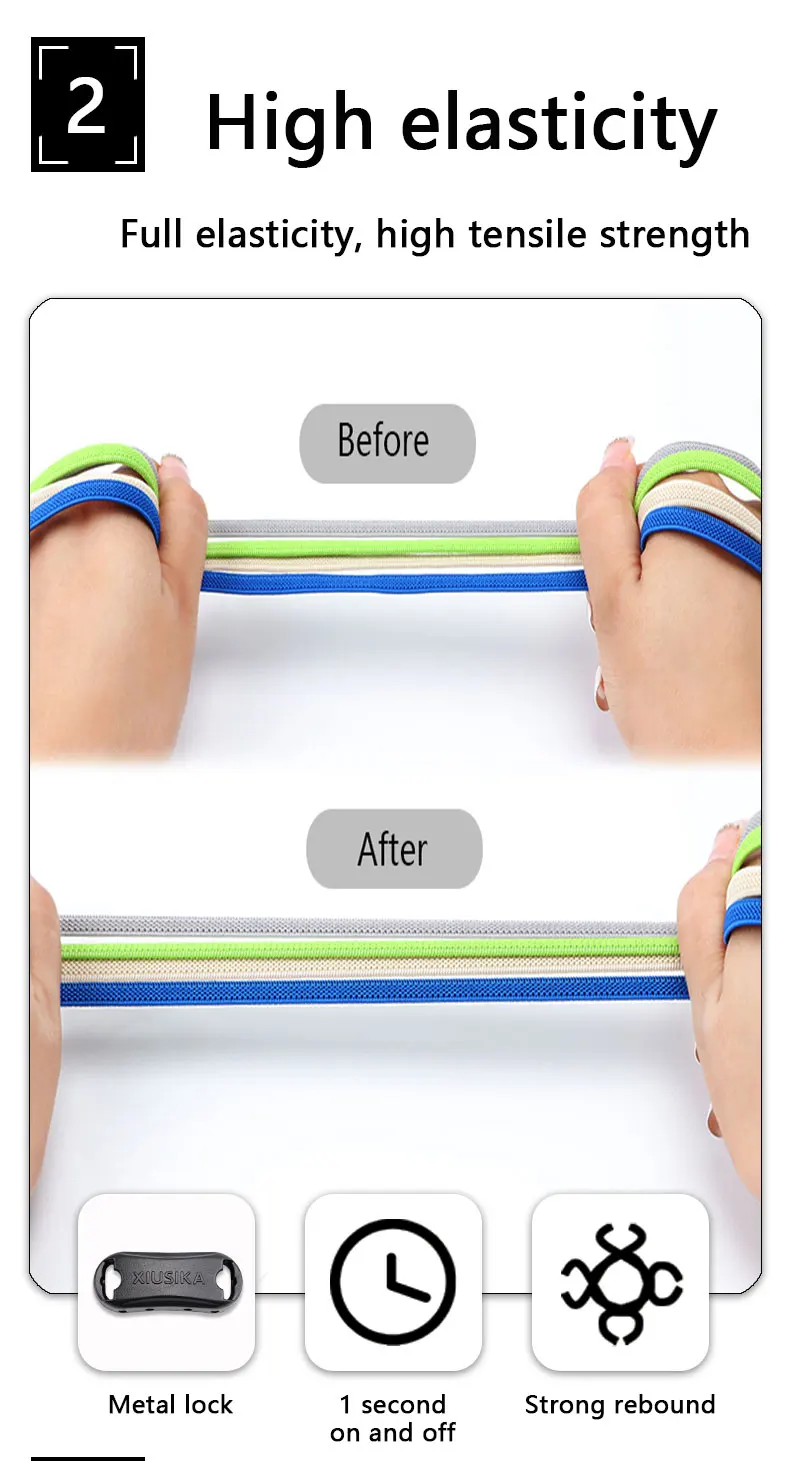 Elastische Schnürsenkel ohne Binden, flache Schnürsenkel für Sneaker, Schnürsenkel ohne Binden für Kinder und Erwachsene, schnelle Schnürsenkel, Gummibänder für Schnürsenkel. – Detail 4