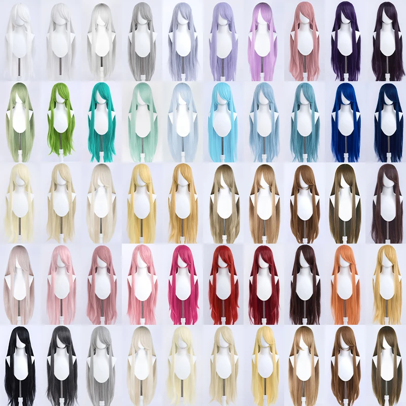 Long Straight Hair Cosplay Wig Women's Ancient Costume Long Tresses Fake Hair Extension Front Bangs for Anime Gaming Conventions
