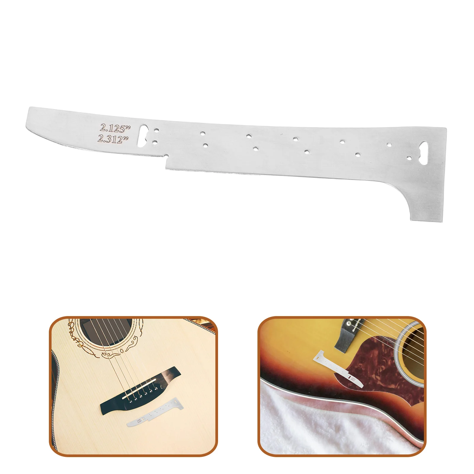 

Silver Precision Guitar Bridge Ruler Metal Shape Gauge Luthier Measuring Tool for Violin Guitar Bridge Alignment Measurement
