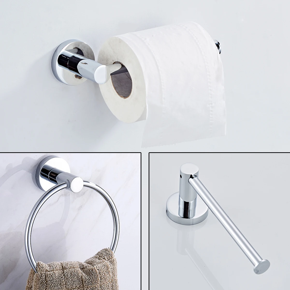 

Stainless Steel Towel Ring Kitchen and Bathroom Hardware Toilet Paper Holder Rack American Style Paper Towel Holder