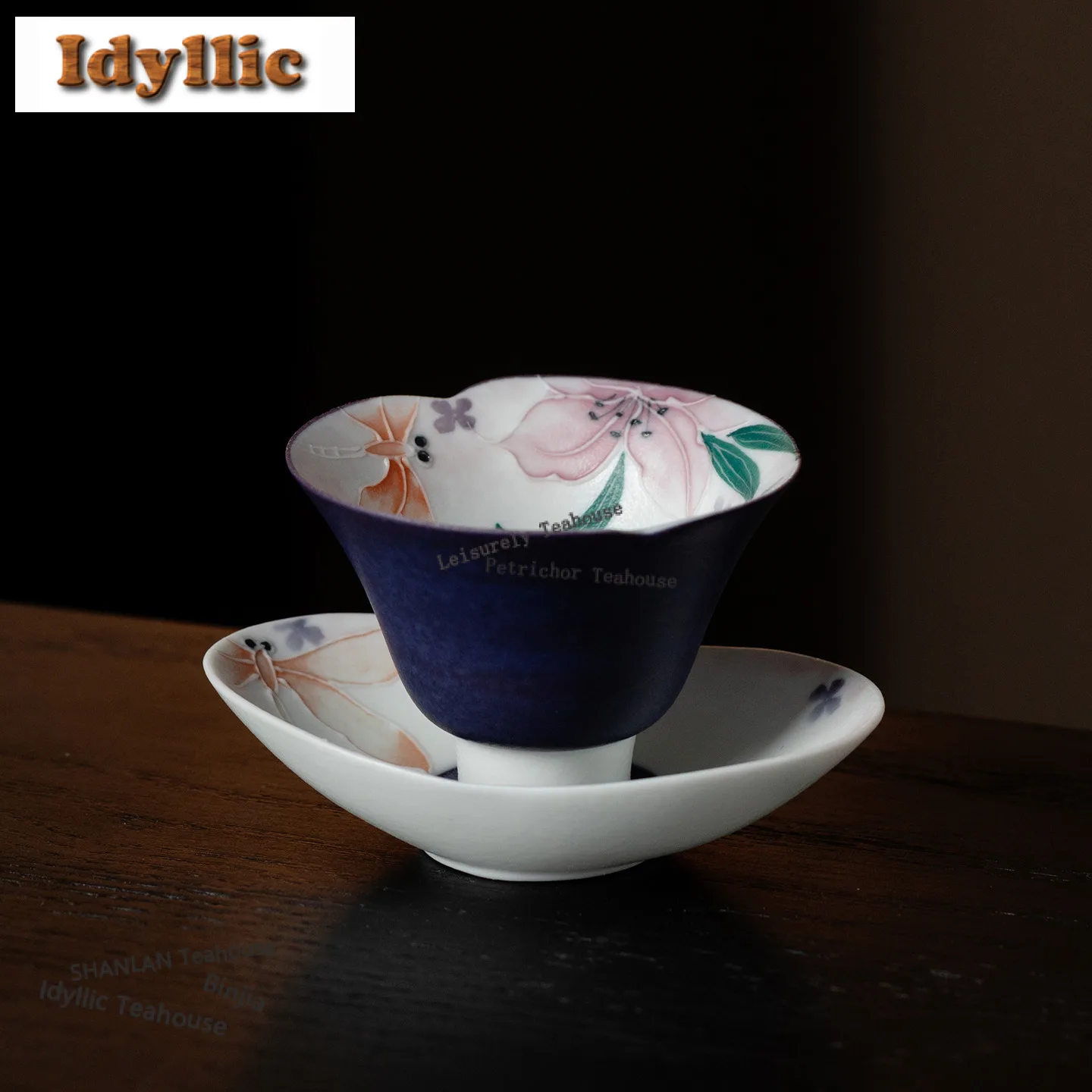 35ml Purple Hand-painted Dragonfly Teacup Creative Tea Bowl Jug Tea-tasting Smelling Cup Jianzhan Master Cups Cafes Ornaments