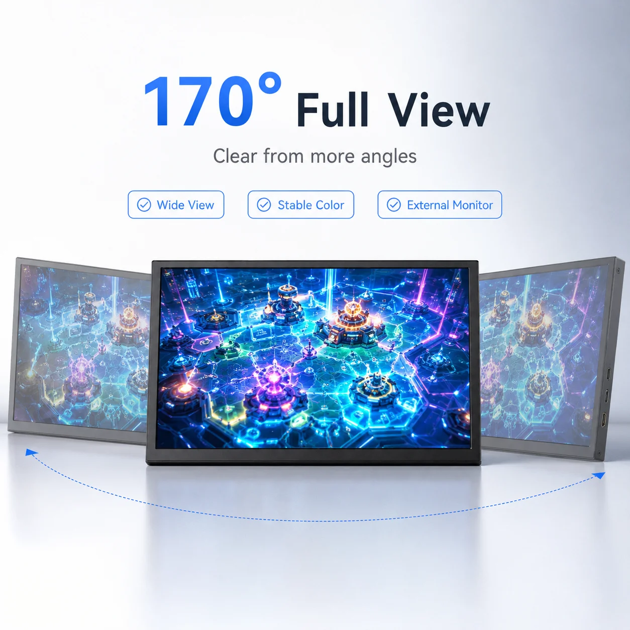 LESOWN 10.1 Inch Portable Monitor 1280x800 IPS 16:10 USB-C Mini HDTV Screen VESA 75 Speaker Touch Optional for Laptop PC