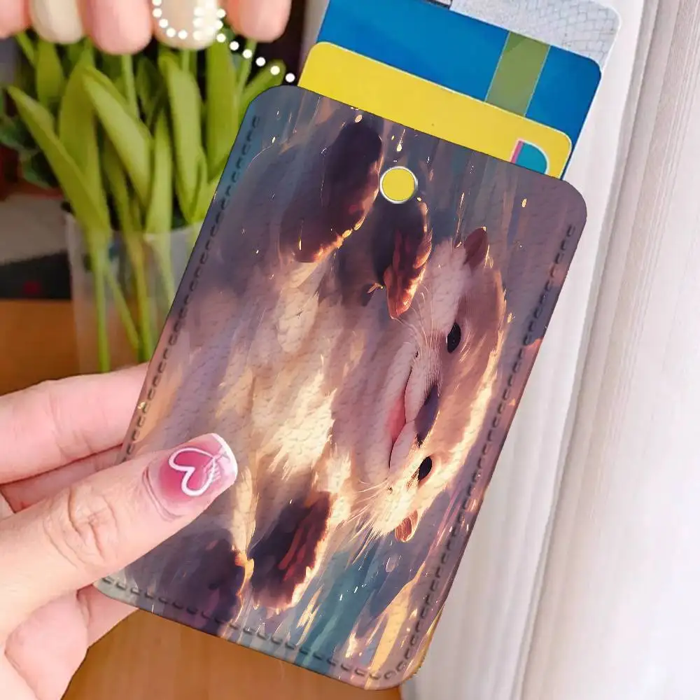 Cute Animals Sea Otters Custom Access Card Case Leather Card Holder Transportation Card Case Gifts