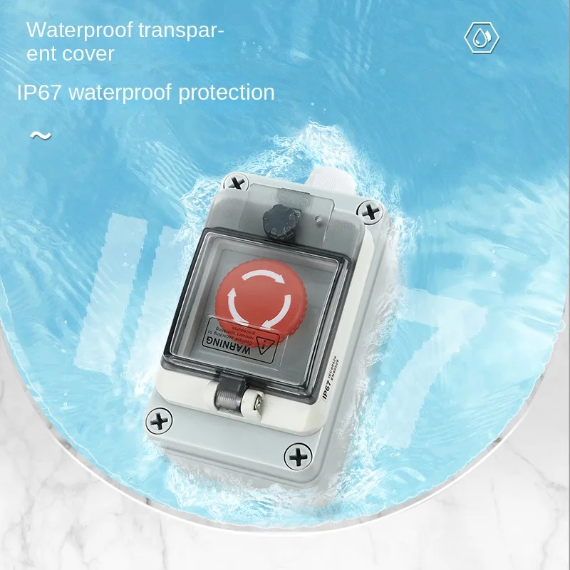 ABS Outdoor Waterproof Button Control Box Emergency Stop Switch Box Plastic IP67 Case Emergency Stop Self-resetting Junction Box