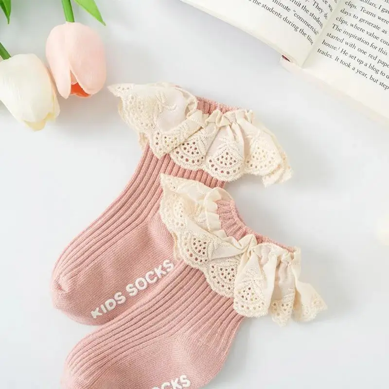 New Baby Girls Boys Socks Newborn Infant Kid Knee High Lace Socks Toddler Anti Slip Cotton Infant Long Sock For 0-3 Years