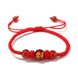 Adjustable Traditional Chinese Dragon Red Hand Rope Hand Woven String Lucky Bracelet Bracelet Chinese Red String Accessories