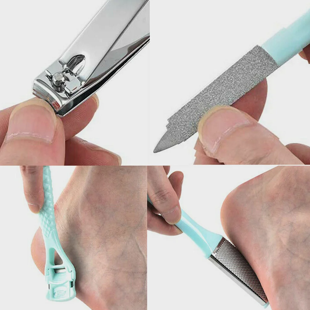 1 セット修理フットケアキット角質除去スカイブルーペディキュアツールフットファイルカルスリムーバーひび割れかかと治療ネイル