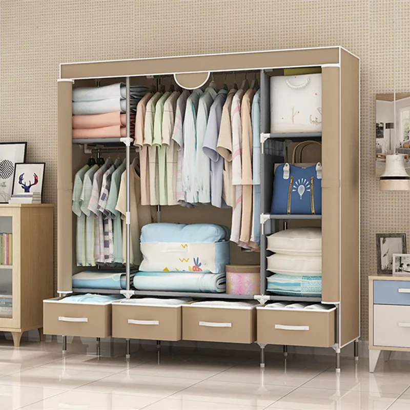 

Non-Woven Fabrics Wardrobe Coffee Fabric Closet Portable Folding Dust-proof Waterproof Storage Cabinet Bedroom Home Furniture