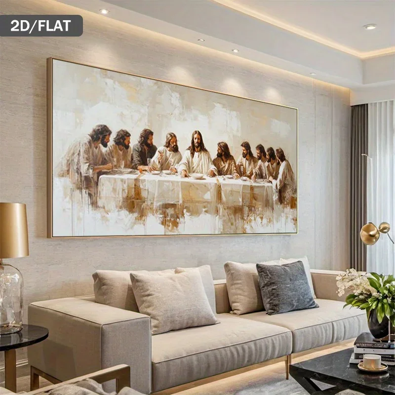 1pc frameless Canvas Painting 1pc Large Modern Abstract Last Supper Jesus Canvas Wall Art Unframed Minimalist Wall Art Poster fo