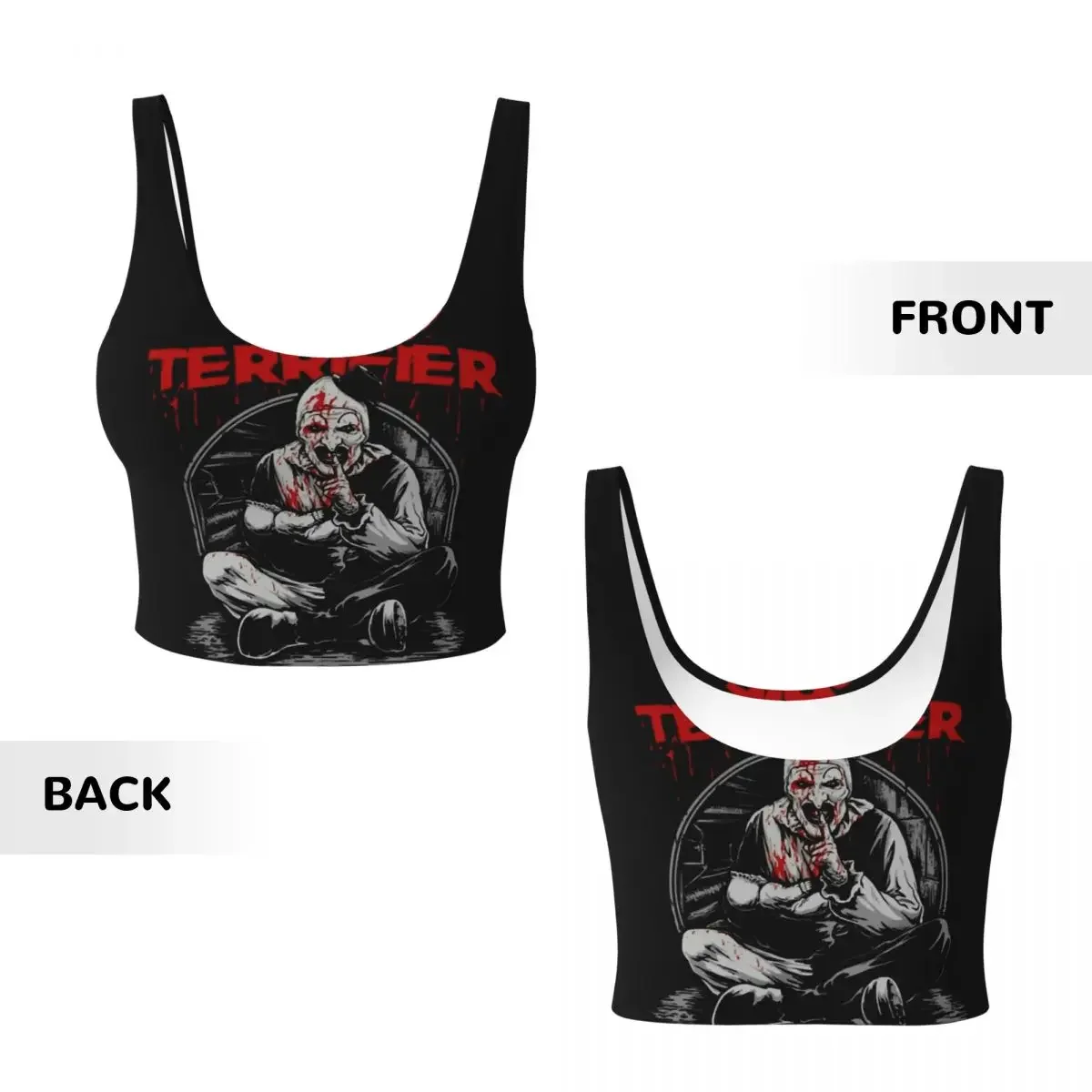 حمالات صدر رياضية للسيدات من فيلم رعب آرت سلاشر للهالوين، حمالات صدر رياضية عالية التأثير في صالة الألعاب الرياضية، قمصان بدون أكمام