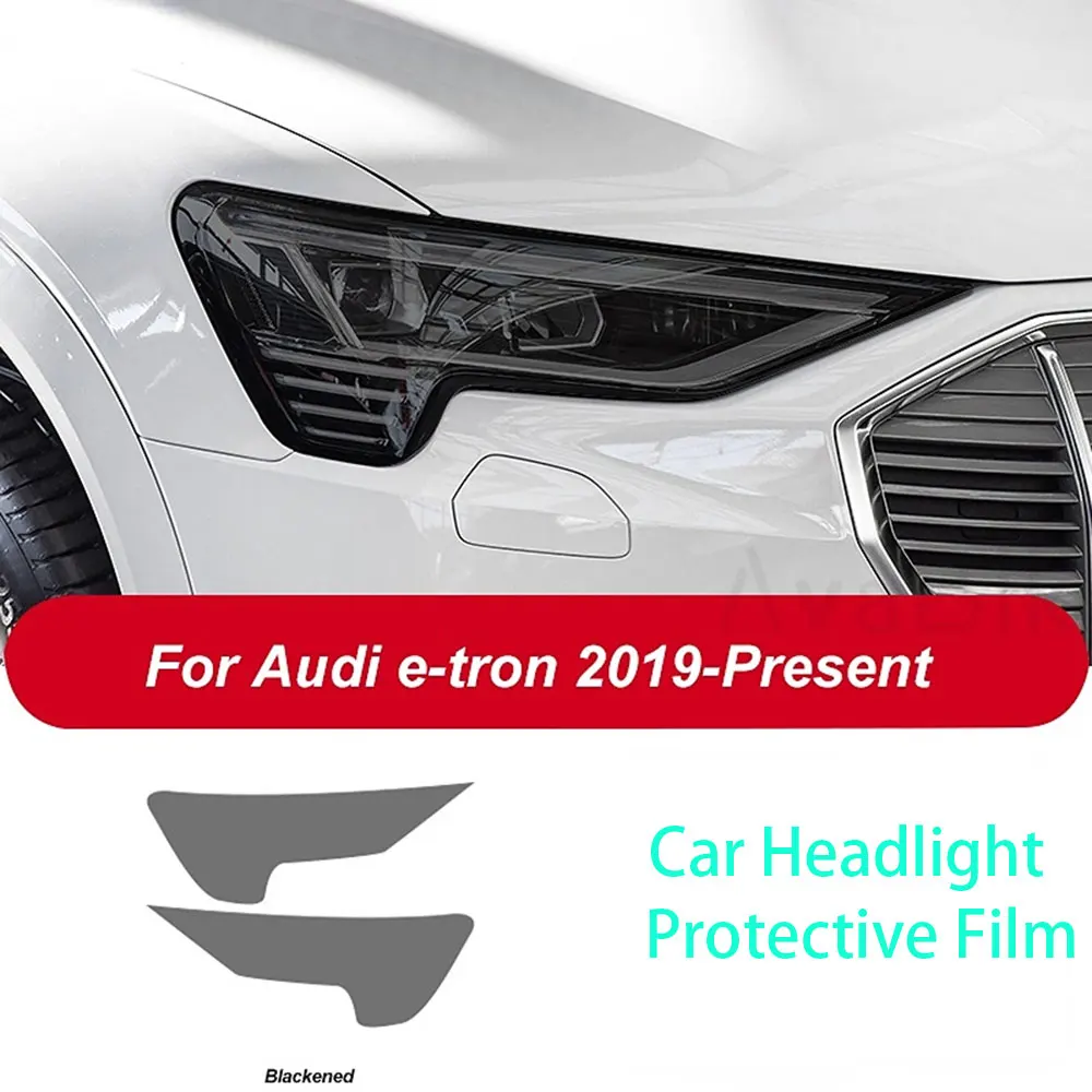 

2 Pcs Car Headlight Protective Film PPF Smoked Black Tail light TINTTPU Sticker for Audi Etron 55 Quattro 2019 2020 Accessories
