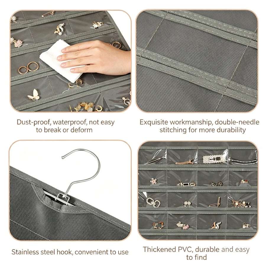 

Jewelry and Accessory Storage Pouch - Double-Sided, 80 Compartments - Jewelry and Gemstone Storage Bag - Hanging Type - Earrings