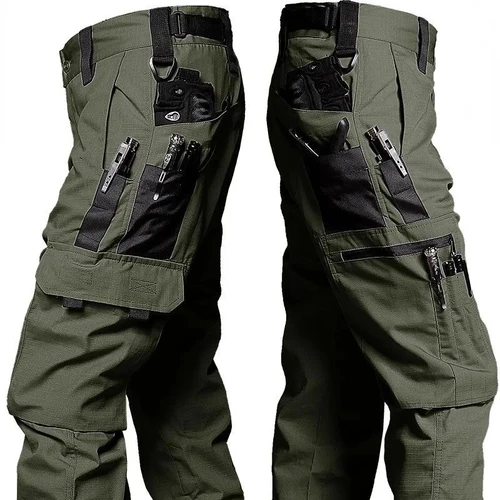 Imagen 2 del producto Pantalón de trabajo resistente al desgaste para hombre, pantalones Cargo rectos con múltiples bolsillos, pantalones tácticos para correr al aire libre, pantalones informales para primavera y otoño