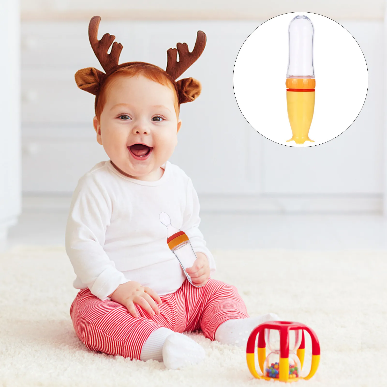 

1Pcs Baby Cereal Feeder Silicone Squeeze Bottle for Pureed Food Milk Rice Paste Infant Feeding Bottles One-Hand Easy Feeding