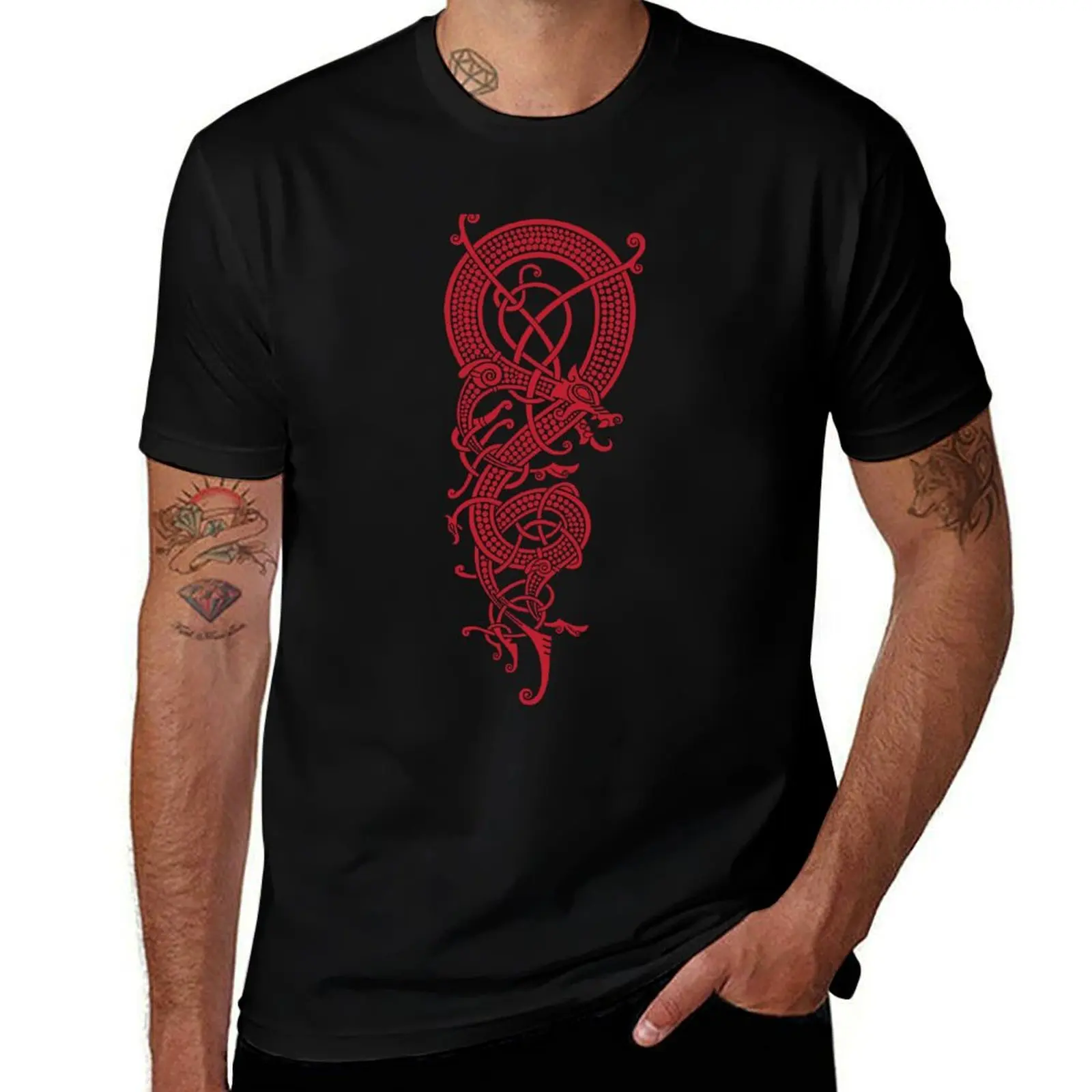 

The viking dragon Fáfnir (red) T-Shirt Clothing quick drying mens big and tall t shirts