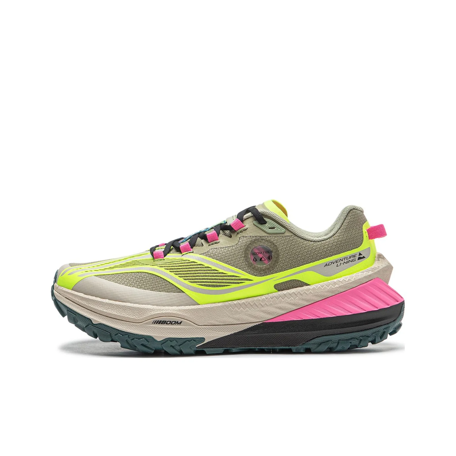 Li Ning Cushioning Slip Resistant Abrasion Resistant Low top Trail Running Shoes Women's Green Yellow ARNT004-6