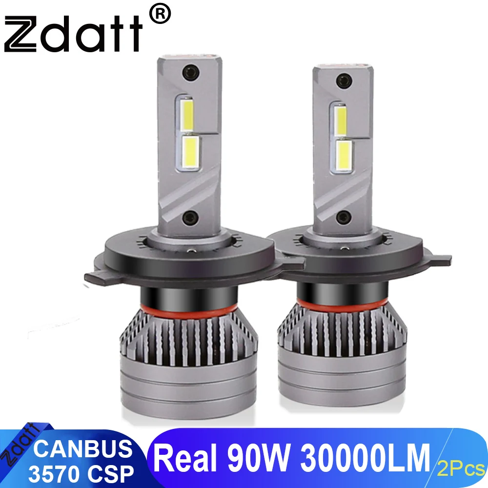 

Автомобильные светодиодные лампы Zdatt H7 led H4 Canbus H1 H8 H11 9005 HB3 9006 HB4 H13 Real 90 Вт 6500K лм 12 В 24 в Turbo CSP