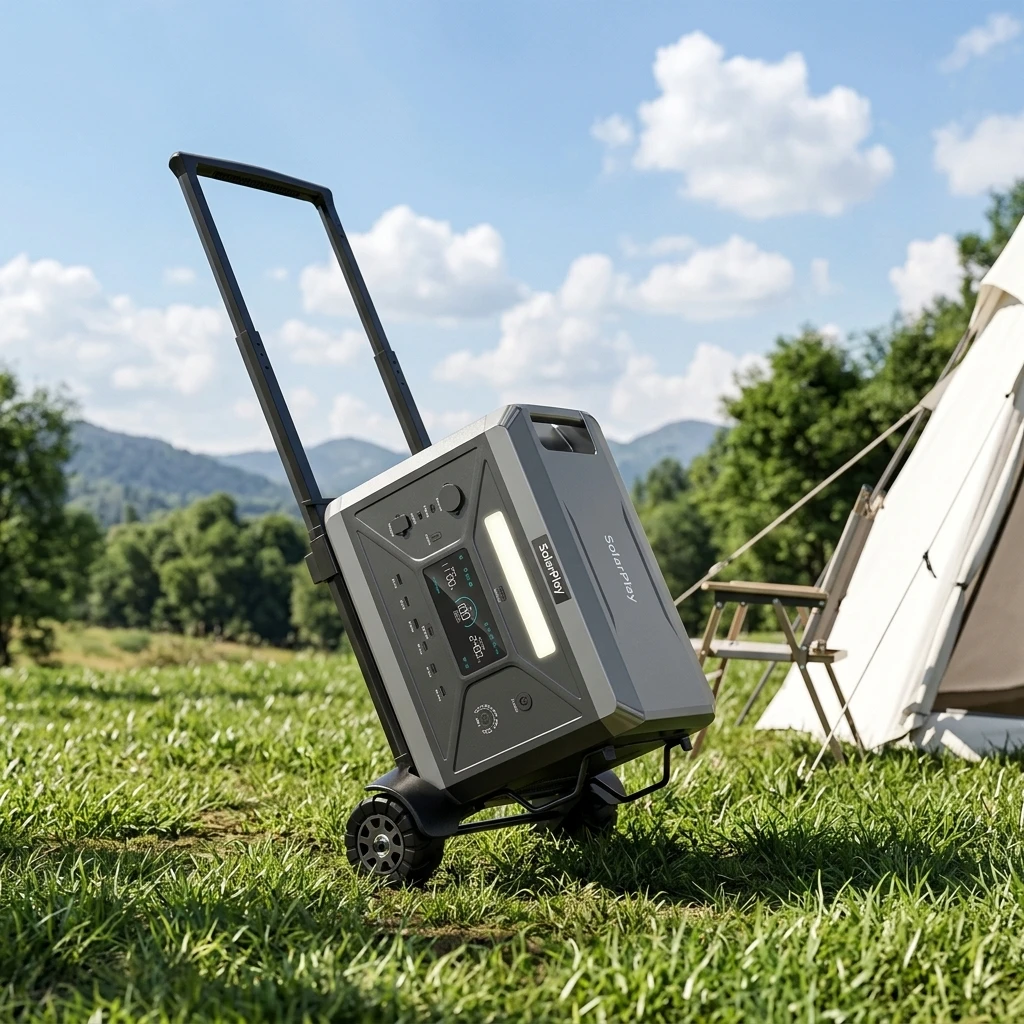 2160Wh 2400W LFP Solar Ready External Battery Station Foldable Transport Cart OEM ODM Supported In-Stock US EU For Fast Delivery
