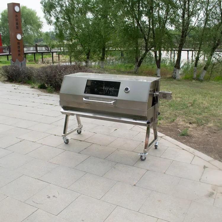 Outdoor Dual Fuel Hooded Gasgrill Propano and Charcoal Lamb Pig Spit Rotisserie Parrilla Electrica Barbecue Gaz Gas Griller