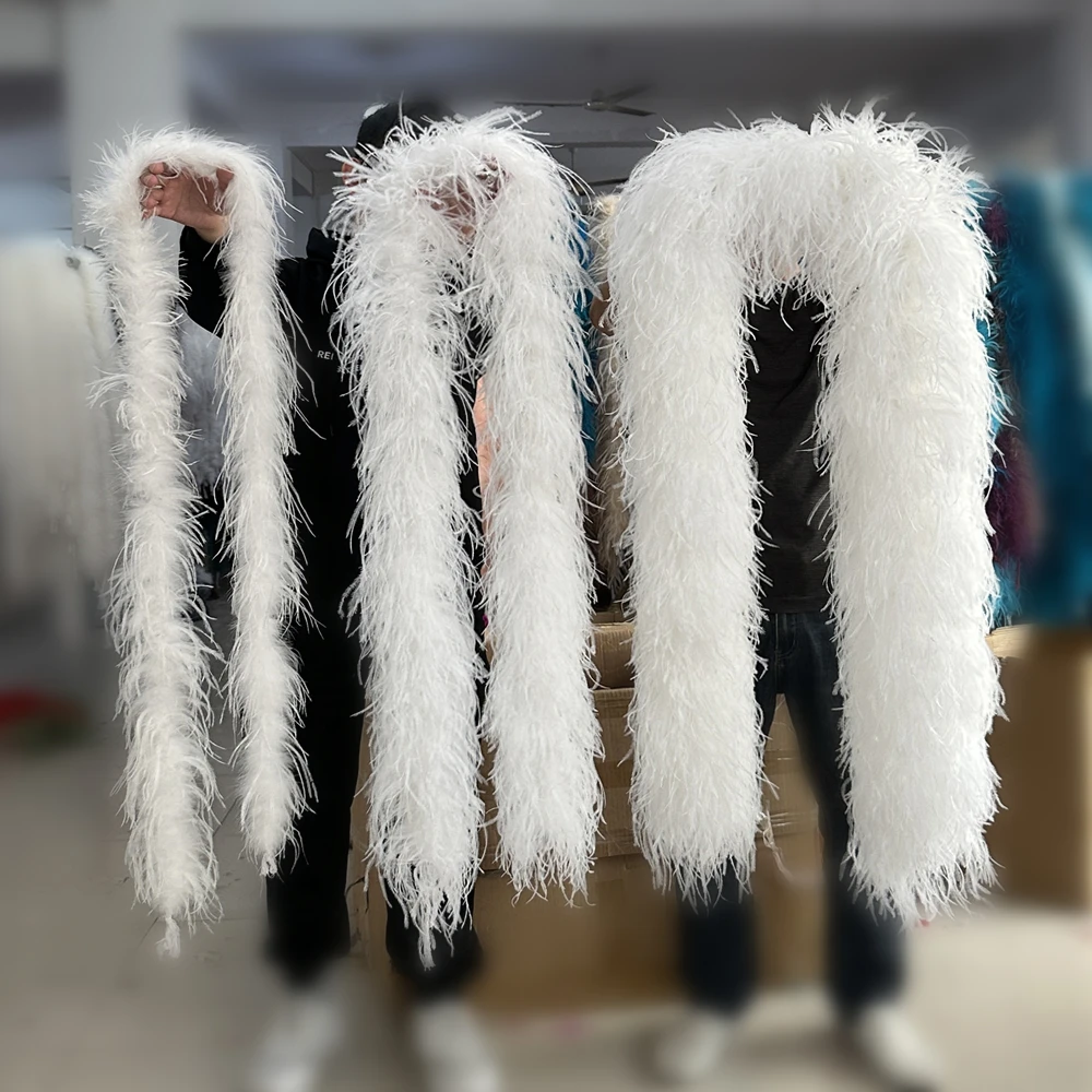 

2 to 20ply Fluffy Ostrich Feather Boa Trim Clothing Decorative Feather Boa White Wedding Dress Sewing Plume Fringed selvedge 2M