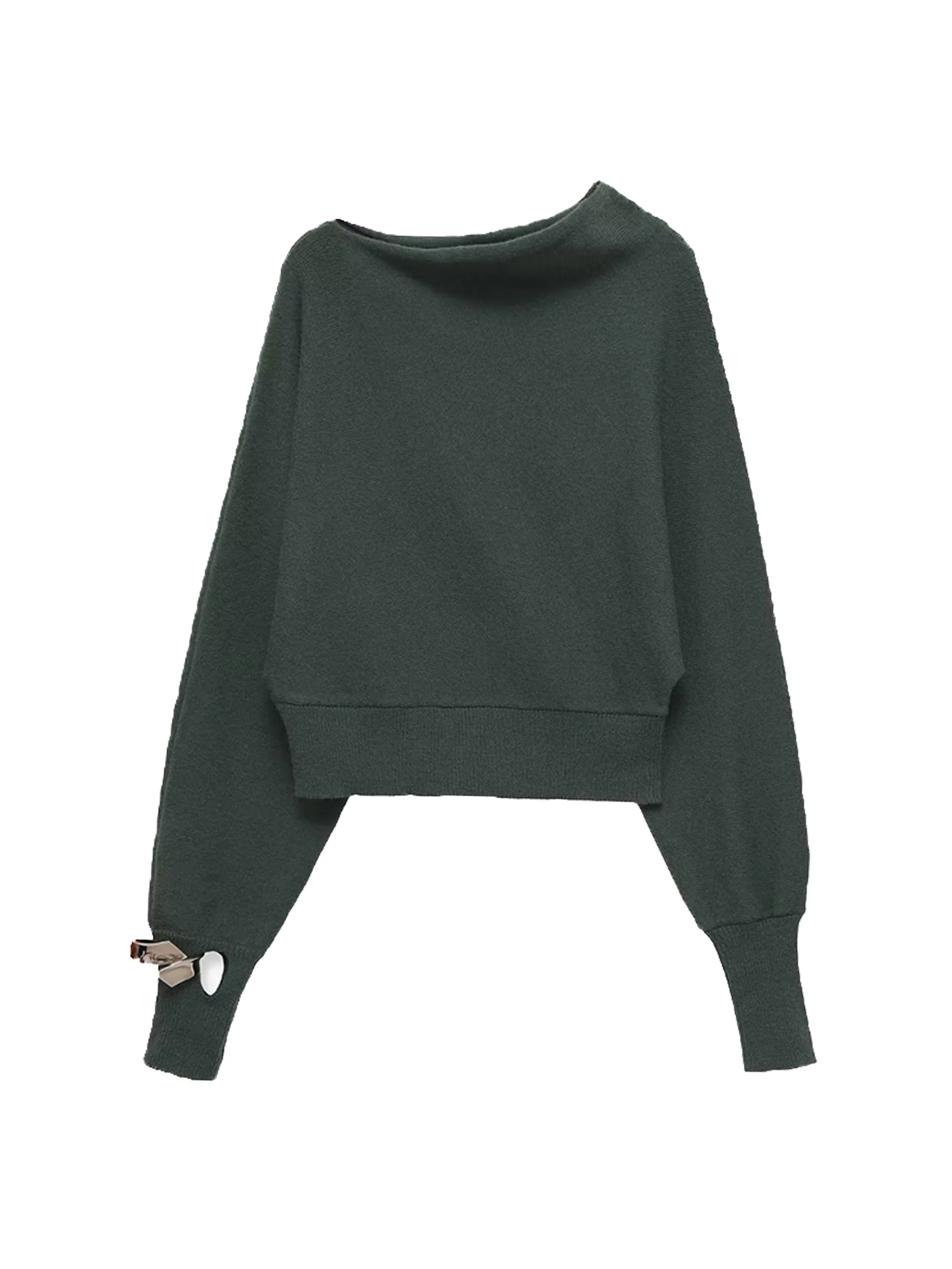 المرأة الأخضر البلوز سترة Vintage البلوز متماسكة طويلة الأكمام قبالة الكتف سترة الكشمير المعنقة الخريف الشتاء 2000s الملابس 2025