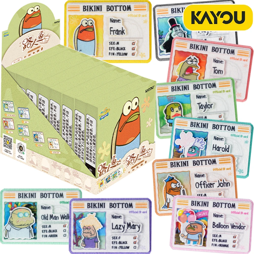 

Original KAYOU SpongeBob SquarePants Anime Non Woven Badge Collection Character Identity Card Series Cute Pendant Decoration Toy