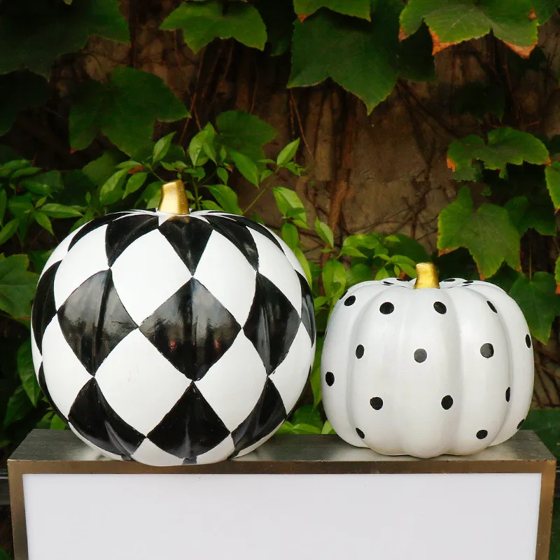 Halloween Pumpkin Statue Handicrafts Wave Point Pumpkin Sculpture Morden Resin Crafts Office Home Interior Decor Gifts Props