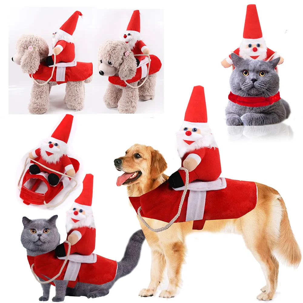 Pet Costumes Santa Claus Dog Cat Christmas Clothes Mutable Halloween Funny Costume Santa Claus Clothes Christmas Costumes