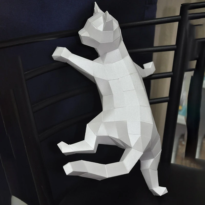

Wall Climbing Kitten Paper Model Kit Creative Home Decor Desk Decoration 3D DIY Hand Made Papercraft Cat Animal Puzzles Toys