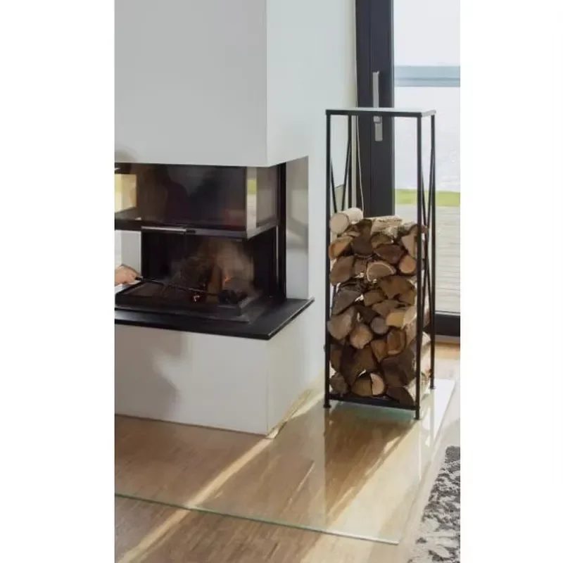 Picture 4: Nordic Black Wrought Iron Assembly Firewood Rack Fireplace Log Divider Storage Shelf for Home Living Room